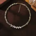Elegant baroque pearl and green prehnite necklace for a minimalist luxury look. - Baroque Pearl Prehnite Necklace