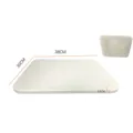 Gedetailleerd overzicht van de vierkante cordieriet pizzabaksteen met glad oppervlak en maat. - 38X30X1.5CM Enkele plank