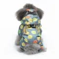 Joli imperméable quatre pattes pour chien avec motif citron et bandes réfléchissantes. - XS / Orange