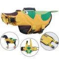 Hundewasserweste Schwimmweste Sommer Outdoor Sicherheit Auftriebsweste für Haustiere - Gelbgrüner Frosch Stil