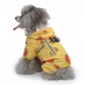 Vue détaillée de l'imperméable pour animal de compagnie jaune à motif de pastèque. - XS / Pastèque