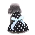 Cute polka dot pet dog dress summer puppy skirt with blue bow for small dogs and cats apparel - XS / White Polka Dot