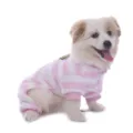 Cute pink and white striped fleece dog pajamas, comfortable four-legged loungewear for pets. - XS / Pink White Stripes