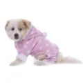 Cute pink polka dot dog pajamas fleece four-leg pet jumpsuit warm puppy clothes winter wear - XS / Pink Polka Dot