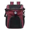 Frontdetail der weinroten Haustier-Fahrradtasche mit integrierter LED-Sicherheitsleuchte - Weinrot