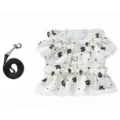 Vestido de verano para mascotas con encaje y correa a juego, diseño floral muy bonito. - S / Set de Vestido Floral Crema