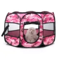 Foldable pink camo pet playpen octagonal dog tent with breathable mesh and zippered door. - Pink Camo / S (72x72x45)
