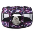 Foldable purple camouflage pet playpen with breathable mesh windows for outdoor and indoor use. - Purple Camo / S (72x72x45)