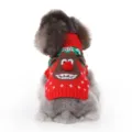 Détail de pull de noël pour animaux de compagnie, vêtement d'hiver douillet pour chien à col roulé. - S / Rouge