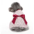 Cute pink dog dress with big bow for wedding party, fashionable princess pet apparel for small dogs. - XS / LF15 Pink