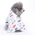 Gemütlicher Hundepyjama aus Baumwolle mit Flugzeug-Muster, warme Kleidung für kleine Hunde. - M / Vierbeiniger Jumpsuit (Flugzeug-Druck)