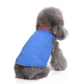 Waterproof blue winter dog jacket with orange collar and reflective strips - XS / Blue