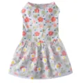 Vue détaillée d'une jolie robe d'été pour animal de compagnie avec fleurs et tutu en tulle. - XS / Abricot
