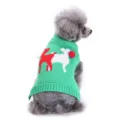 Christmas dog sweater pet winter warm knit clothes for small dogs puppy clothing item - 3D Reindeer Green (MYD93)