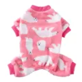Morbido pigiama in peluche rosa per cani con motivo orso polare bianco, vestiti per casa - Taglia S / Tute intere / SY68 Rosa