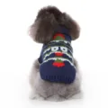 Pull d'hiver confortable pour chien en bleu avec motif en tricot festif, vêtement chaud. - S / Bleu