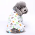 Süßer Hunde-Pyjama, vierbeiniger, weicher Baumwoll-Haustieranzug mit bunten Pfotenabdrücken. - M / Vierbeiniger Jumpsuit (Hundepfoten-Druck)