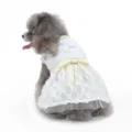 Cute white pet dog dress with gold lace bow, princess style party apparel for small dogs. - XS / LF16 White