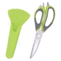 Multi-functional kitchen scissors with magnetic protective cover, sharp stainless steel blade. - Cyan