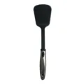 Espátula de nailon negro duradero con elegante mango de acero inoxidable para sartenes - Espátula sólida