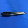 Stainless steel kitchen food tongs with black silicone head for cooking and BBQ tool - Silicone Clip / 27cm