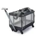 Foldable pet trolley bag with wheels and mesh, ideal for outdoor travel, cats and dogs. - Black Bag + Trolley (XBD226) / M / Black (With Trolley)