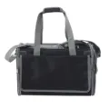Portable foldable pet carrier bag with double handles and adjustable shoulder strap for travel. - Black (Without Trolley)