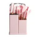 Pink silicone kitchen utensil set with holder, non-stick spatula and spoon cooking tools. - Pink / 19-Piece Set