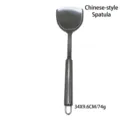 Detalle de espátula china profesional de acero inoxidable, 34x9,6 cm y un peso de 74 g - Espátula China