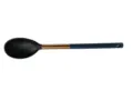 Blue handle nylon kitchen soup spoon with copper accent for non-stick cookware cooking. - Solid Spoon with Plastic Copper-Colored Handle