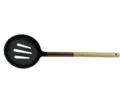Wooden handle slotted spoon kitchen cooking utensil black nylon head with copper collar - Wood & Copper Handle Skimmer