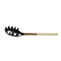 Nylon Pasta Server Kitchen Utensil with Wooden Handle Heat Resistant Spaghetti Spoon - Wood & Copper Handle Pasta Server