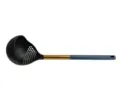 Nylon kitchen slotted spoon heat resistant cooking ladle with blue handle and gold accent - Plastic & Copper Handle Slotted Ladle