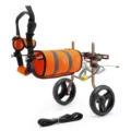 Adjustable mobility aid dog wheelchair with orange breathable mesh support for disabled pets - 2nd Generation Upgraded Style (CJC04) / Coffee