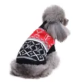 Winter dog knit sweater, red black grey turtleneck pet apparel with classic snowflake pattern. - Red Black Gray Snowflake (MYD90)