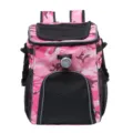 Dettaglio dello zaino trasportino mimetico rosa per animali con luce LED e rete. - Camouflage Rosa