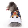 Vue détaillée d'un adorable chien portant un pull en tricot de renne festif de Noël. - S / Bleu et Blanc