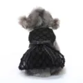 Cute black pet dog dress with bow lace mesh design for puppy wedding party fashion apparel - XS / Black
