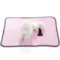 Pink pet blanket dual fleece puppy mat with black border and cute bone pattern for dogs - Pink
