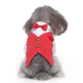Professional red striped pet tuxedo vest with bow tie for gentleman dogs SKU variant - XL / Double Bowtie Vest (LF05) / Red Stripe
