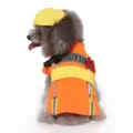 Funny pet dog construction worker costume with yellow hat and orange vest, variant. - S / Engineer Style