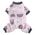 Tuta in peluche rosa per animali con motivo animale grigio e polsini - Taglia S / Tute intere / SY70 Coniglio Rosa e Grigio