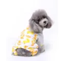 Süße Hunde Vierbeiner Pyjama Baumwolle Welpe Jumpsuit Haustier warme Kleidung klein - M / Vierbeiniger Jumpsuit (Gelbe Ente Druck)