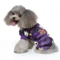 Halloween animal de compagnie chien vêtements mignon chiot combinaison violet citrouille fantôme - Squelette Violet