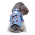 Elegant blue British style dog tuxedo suit with bow tie and buttons for small pet dogs - XL / Double-Breasted Tuxedo (LF08) / Denim Blue