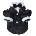 Black and white pet dog tuxedo suit with bowtie for small dogs, formal pet clothing apparel. - S / Black White Classic