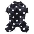Morbido pigiama in peluche a pois bianchi e neri per cani piccoli e gatti - Taglia S / Tute intere / SY79 Nero a Pois