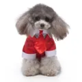 Gentleman dog dress suit in red with white stripes and a matching red satin tie - S / High-End Red Striped Tailcoat (LF09)