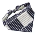Polyester hondenbandana met marineblauw en wit gestreept geometrisch patroon detail - S=58*41*41 / Marineblauw Geometrisch Patchwork