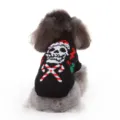 Pull pour chien hiver vetement chaud animal tricot avec motif tete de mort detail. - S / Noir